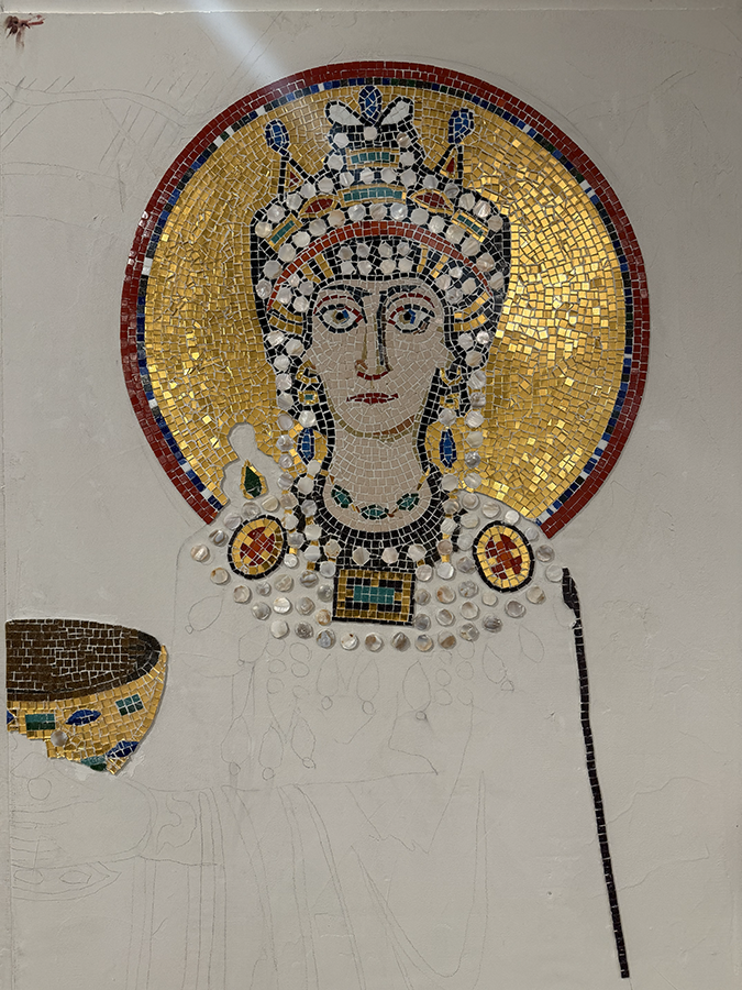 Empress Theodora mosaic work-in-progress image